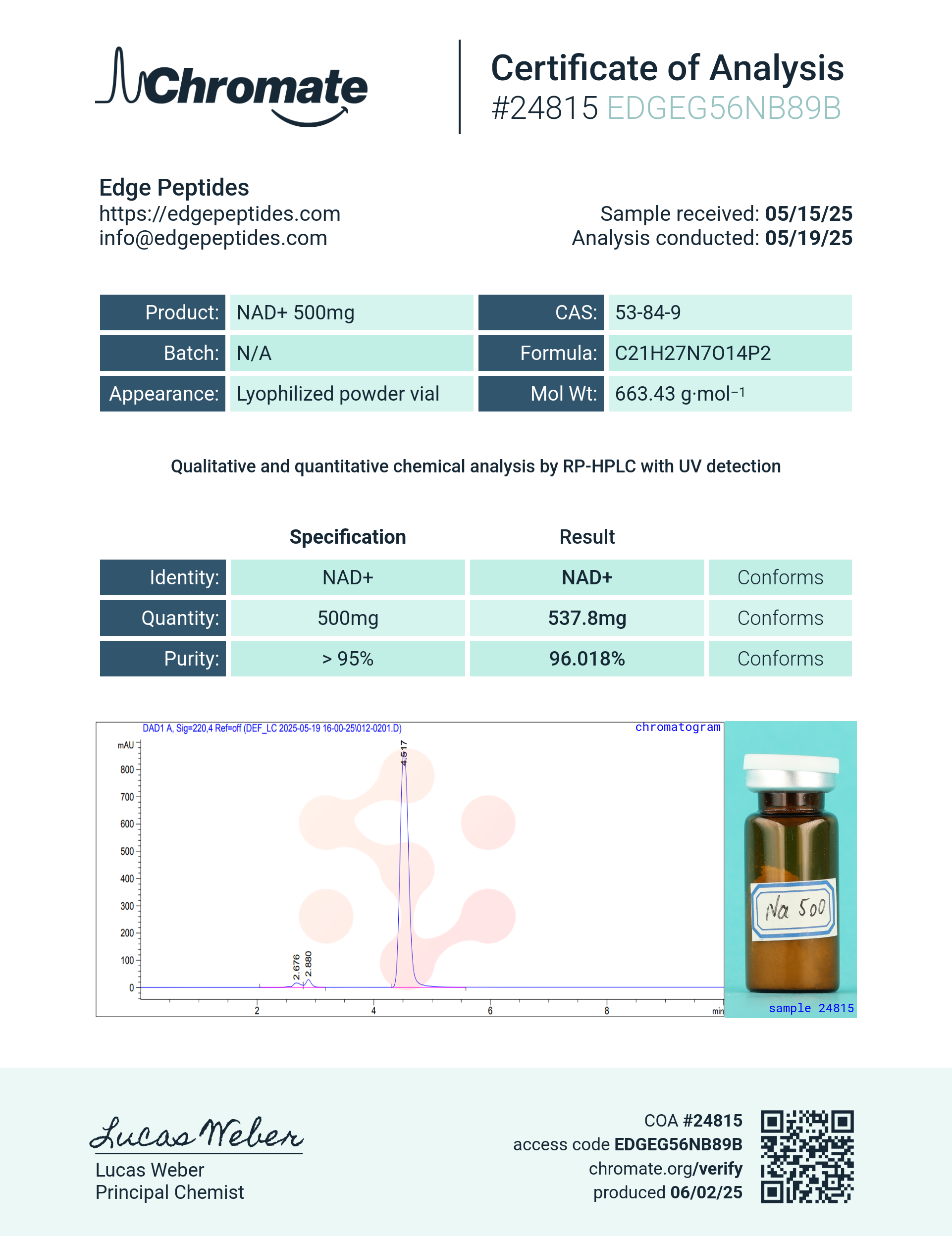 Research Grade NAD+ (Nicotinamide Adenine Dinucleotide, Oxidized Form) - Image 2