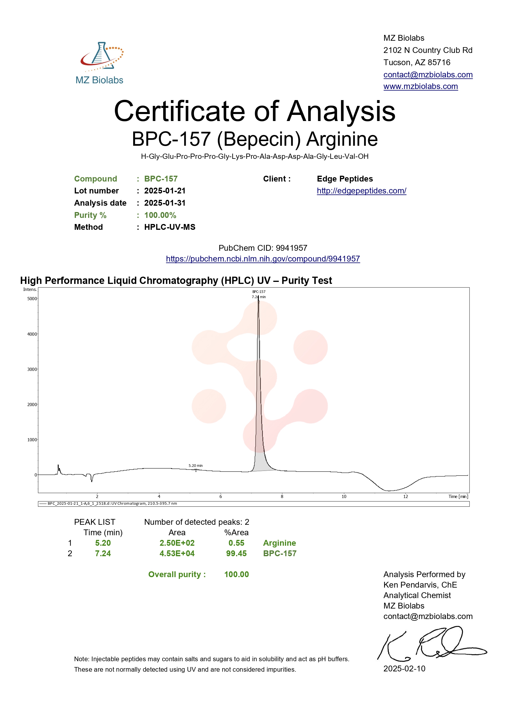 Research Grade BPC-157 (Body Protection Compound-157, Pentadecapeptide) - Image 3